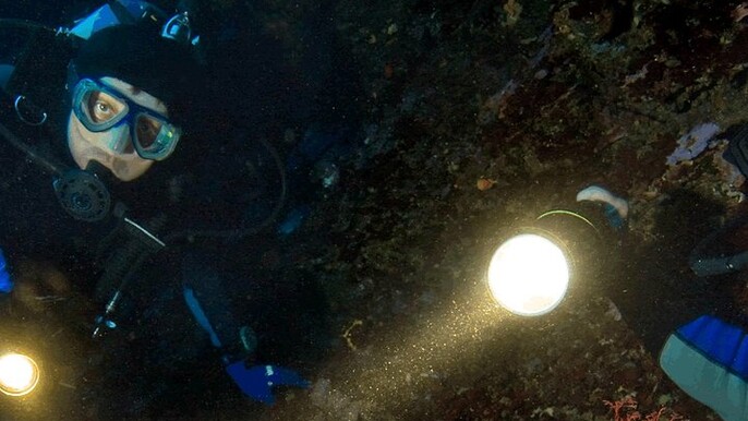 Scuba Diving at Dusk in Unawatuna