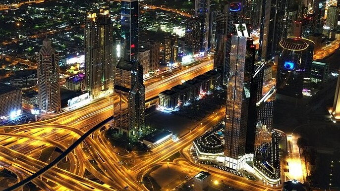 Dubai by Night with Burj Khalifa Entrance Tickets