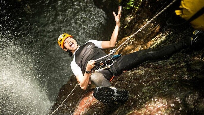 5Hrs Advanced Canyoning in Bali 9 Drops Pickup Lunch and GoPro