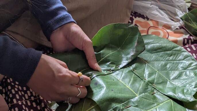 Traditional Leaf Plate Making Workshop in Kathmandu