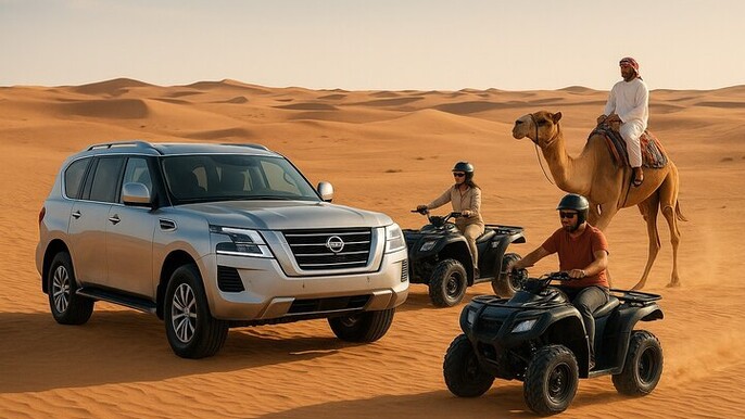 4 Hours Desert Tour with Quad Bike Camel Ride & Sandboard