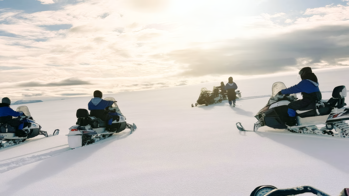 Snowmobile on Langjokull Glacier – Meet in Husafell