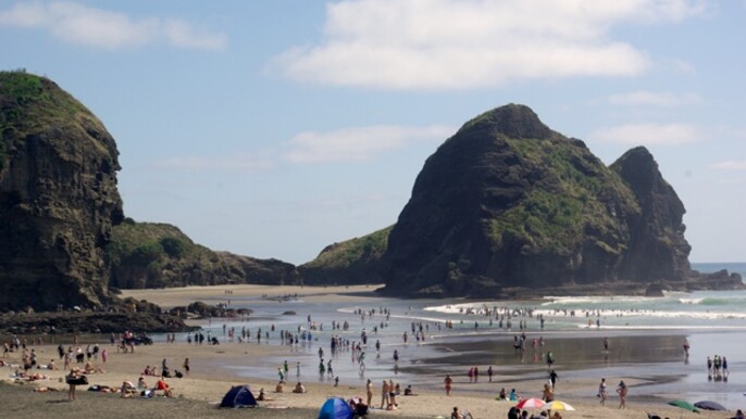 Explore BLACK SAND PIHA BEACH, and Water Falls in West Auckland