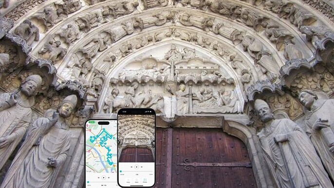 Chartres walk of Cathedral Churches and World War Heros with App