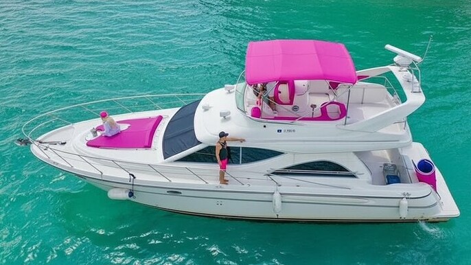 Pink Yacht Rental In Miami- 50ft Luxury Pink Charter