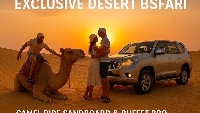 Exclusive Desert Safari Camel Ride Sandboard & Buffet BBQ Dinner