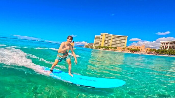 Waikiki Beginner Surfing lessons: Private, Group, & Family Option