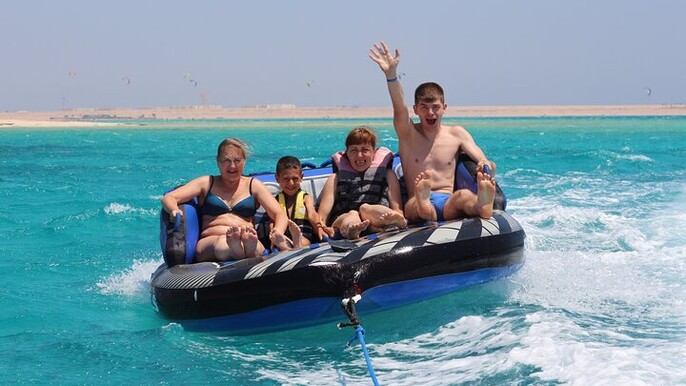 Banana and Quadra Boat Fun Ride with Private Transfer :Hurghada