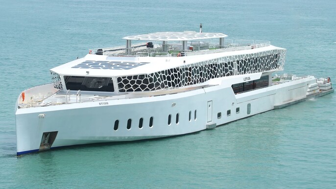 Dubai Lotus Mega Yacht Dinner Cruise Tour with Private Transfers