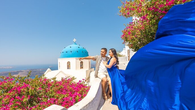 Flying Dress Photoshoot Experience in Santorini