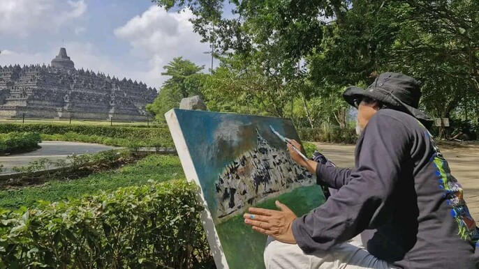 Borobudur Art Painting Experience with a Local Artist