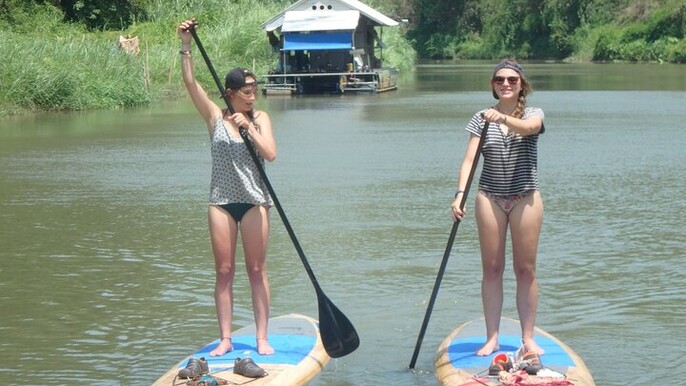 Chiang mai Stand Up Paddle Boarding in Jungle on Ping River