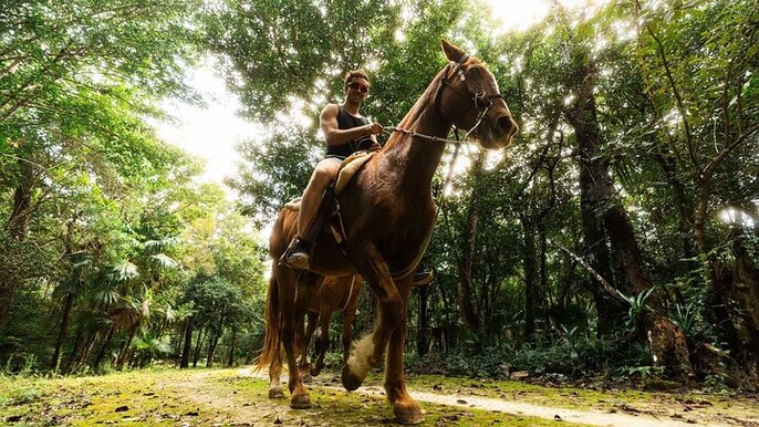 Half-day Cancun: Horseback riding, ATV, zipline & cenote
