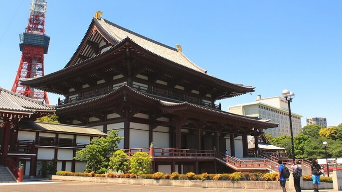 Walking Tour in Tokyo Tower Zojoji Temple and Shiba Park