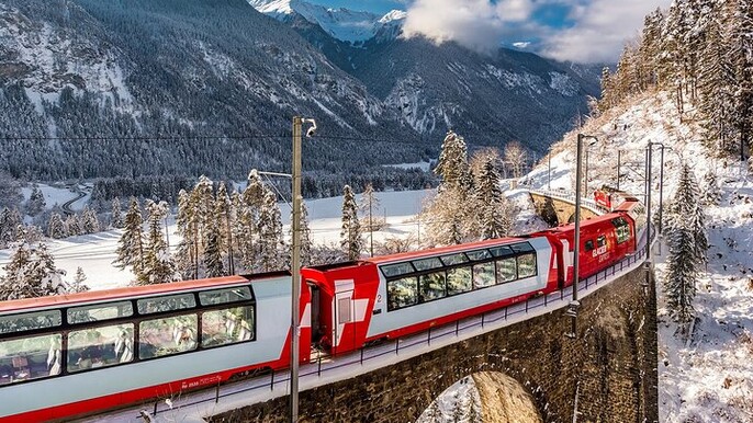 From Basel: Glacier Express Day Trip with Bern & Brig Highlights