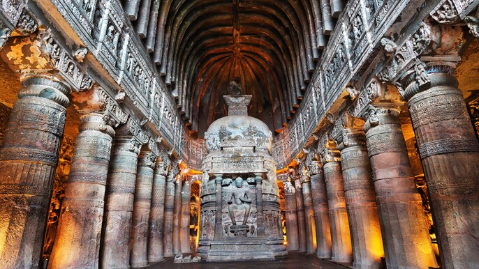 A Day Trip of Ajanta & Ellora Caves with English Guide from Aurangabad.