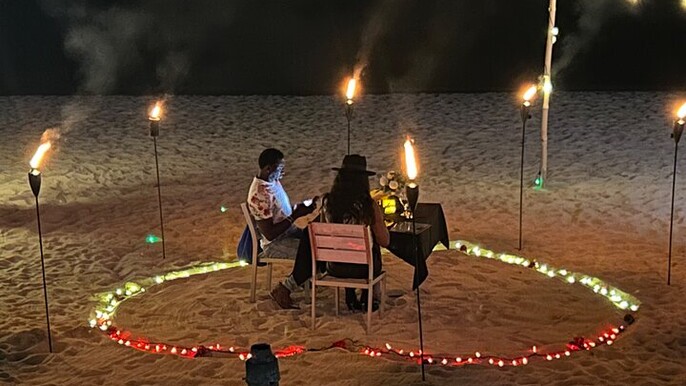 Dinner Experience and Celebration on the Beach with Decorations